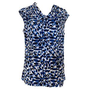 Evan-Picone Black Label White, Blue, Black Sleeveless Shell Blouse Tank Top
